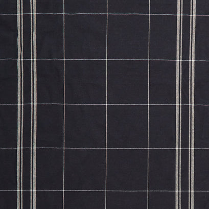 Easy Living Toweling - Check and Stripe Black Flax 18" Toweling Yardage