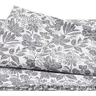 Pen and Ink - Floral Black and White 118" Wide Backing 3 Yard Cut