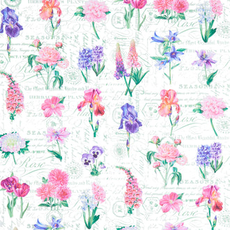 Deborah's Garden - Floral & Toile White Multi Yardage