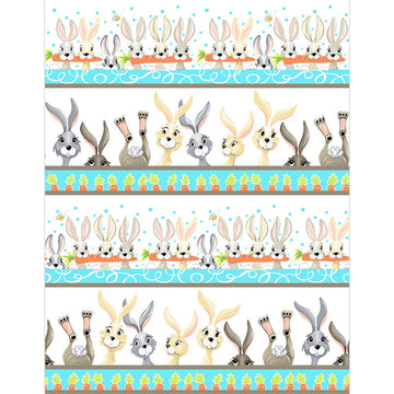 Harold the Hare - Pictorial Stripe White Yardage Alternative View #1