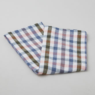 Tea Towel - White, Blue, Pink & Black Check