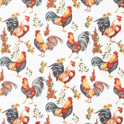 Garden Gate Roosters - Large All Over Cream Yardage Primary Image