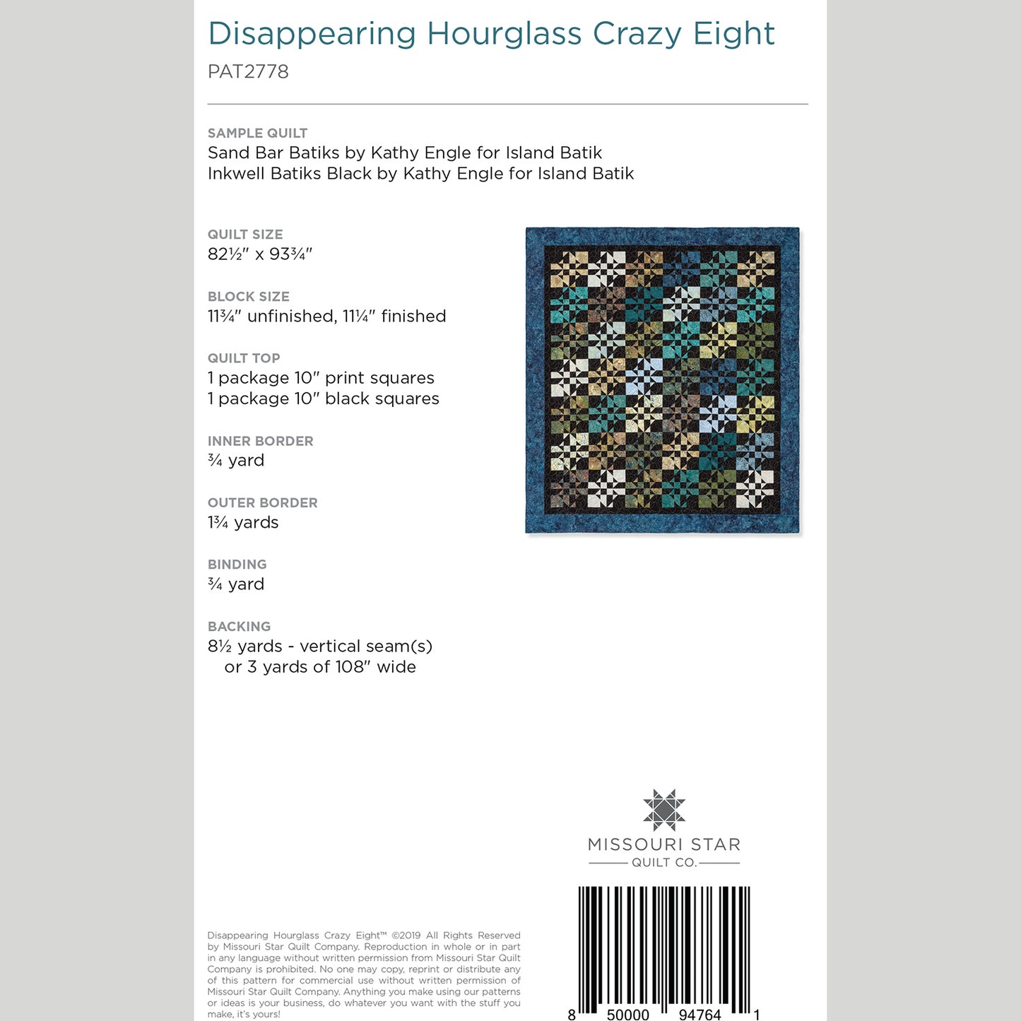 Digital Download - Disappearing Hourglass Crazy Eight Quilt Pattern by Missouri Star Alternative View #1
