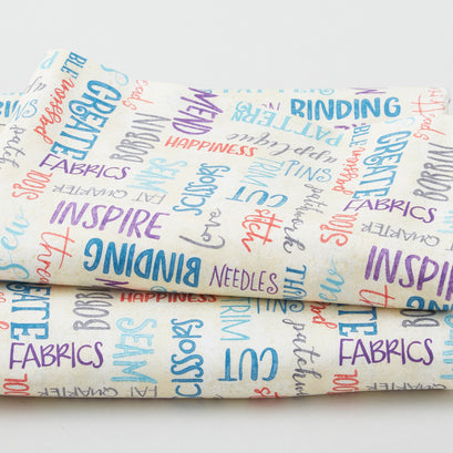 Sew Be It - Words Cream 3 Yard Cut