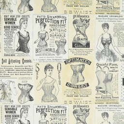 Sew Journal - Vintage Corset Ads Parchment Yardage Primary Image