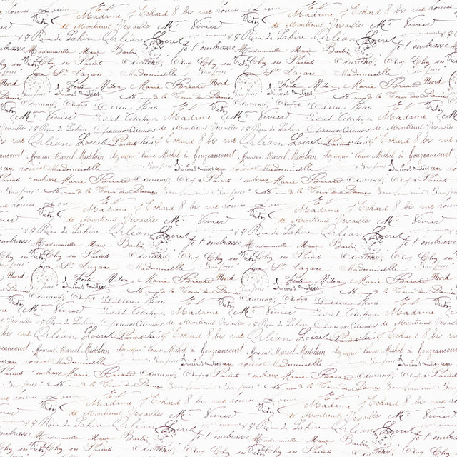Vintage Rose (Timeless Treasures) - Handwriting Text Cream Wide Backing Yardage Primary Image