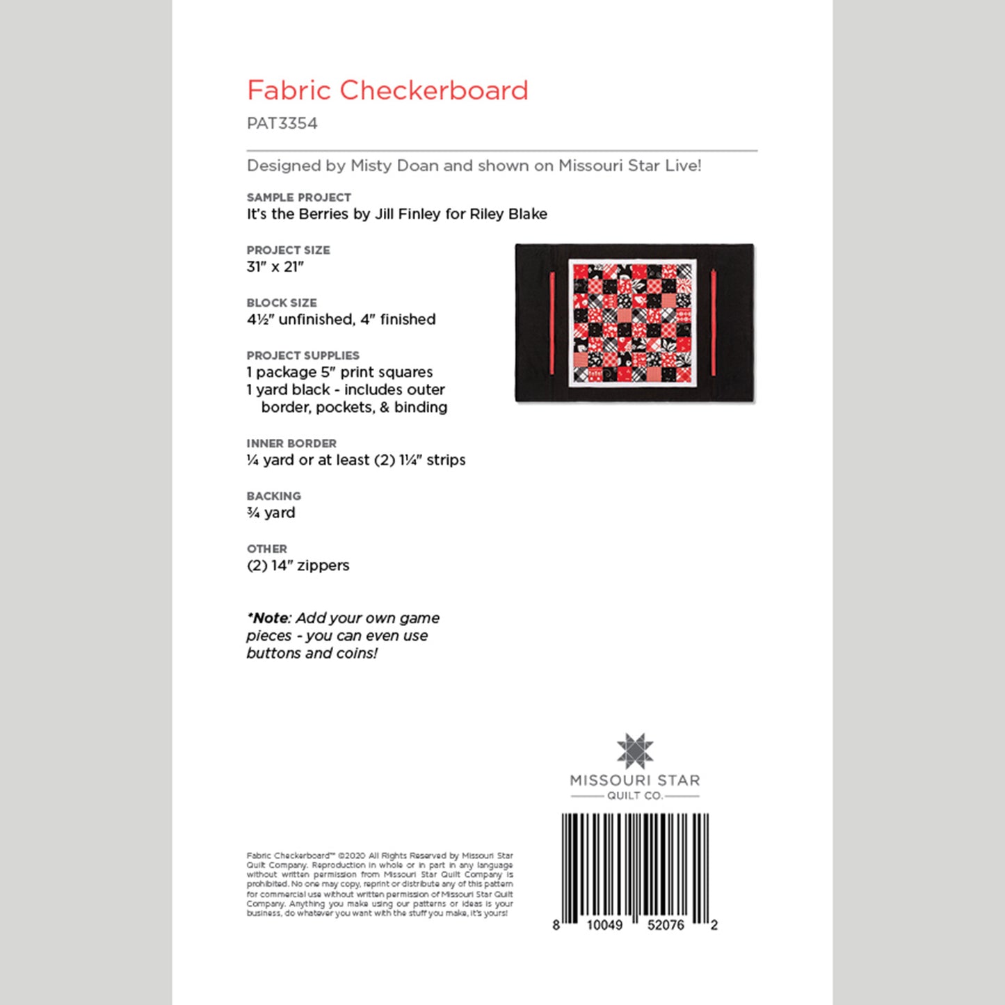 Digital Download - Fabric Checkerboard Quilt Pattern by Missouri Star Alternative View #1