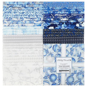 Holiday Flourish Blue Metallic Ten Squares