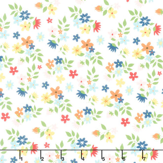 Sew Much Fun - Floral White Yardage
