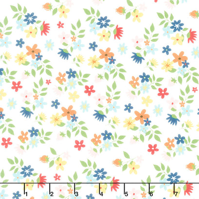 Sew Much Fun - Floral White Yardage
