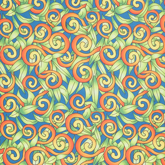 Lush Leaf Swirl - Teal Yardage