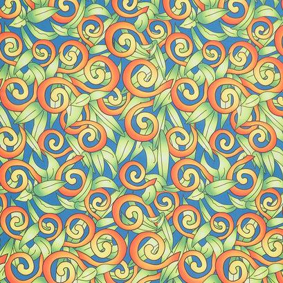 Lush Leaf Swirl - Teal Yardage