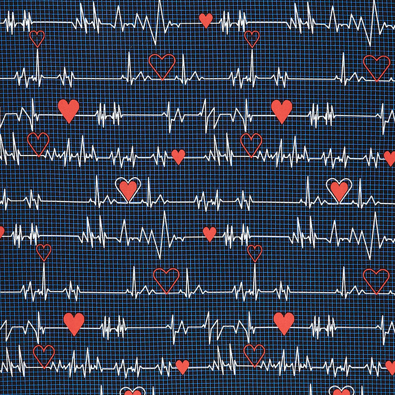 Calling All Nurses - Heart Beat Black Yardage Primary Image