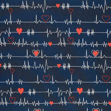 Calling All Nurses - Heart Beat Black Yardage Primary Image