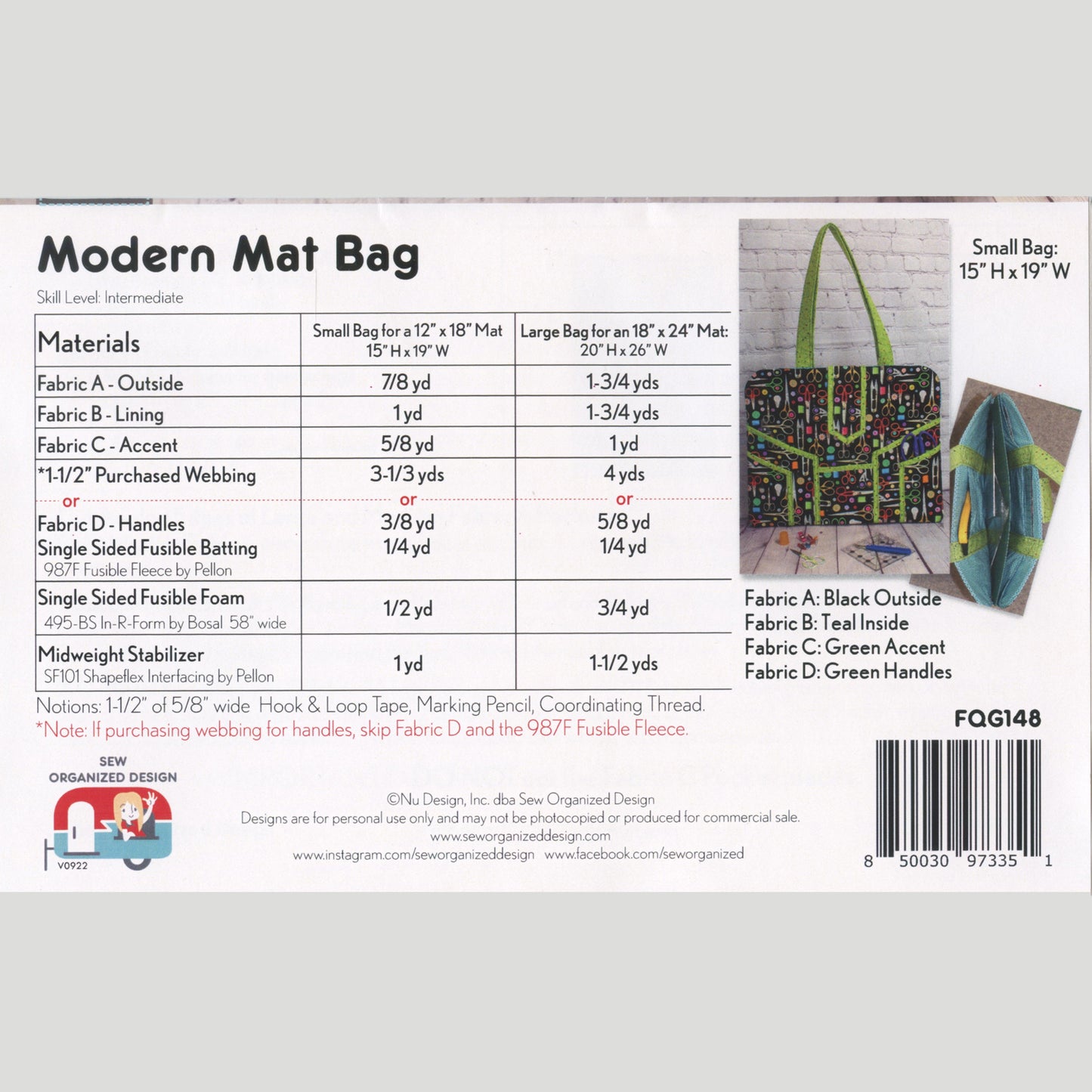 Modern Mat Bag Pattern Alternative View #1
