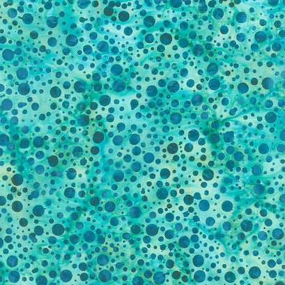 Roundabout Batiks - Dots Teal Yardage