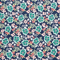 Juliette - Large Floral Navy Teal Yardage Primary Image
