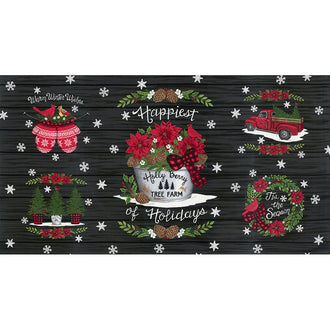 Holly Berry Tree Farm - Mittens Charcoal Black Panel