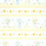 Zest For Life - Daisy and Lemon Jars Repeating Stripe Multi Yardage Primary Image