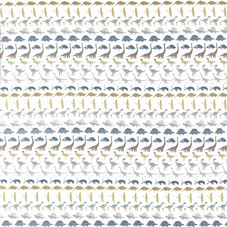 D Is For Dinosaur - Dino Stripe White Digitally Printed Yardage