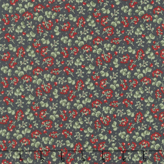 Yuletide Forest - Berry Sprigs Charcoal Yardage