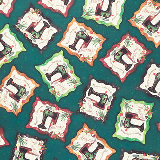 Happiness is Homemade - Sewing Machines Dark Green Yardage