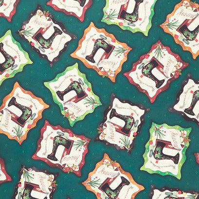Happiness is Homemade - Sewing Machines Dark Green Yardage
