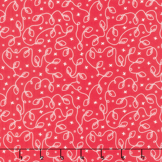 Redwork Christmas - Christmas Lights Red Yardage