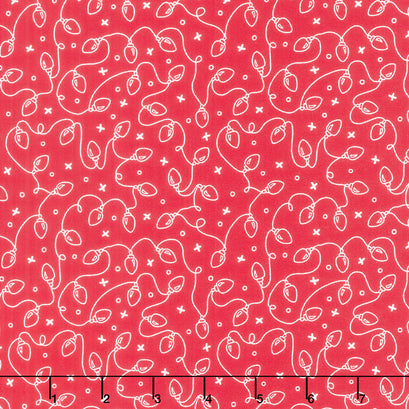 Redwork Christmas - Christmas Lights Red Yardage