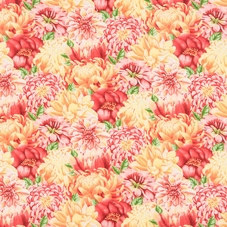 Morning Blossom - Packed Floral Red Multi Yardage