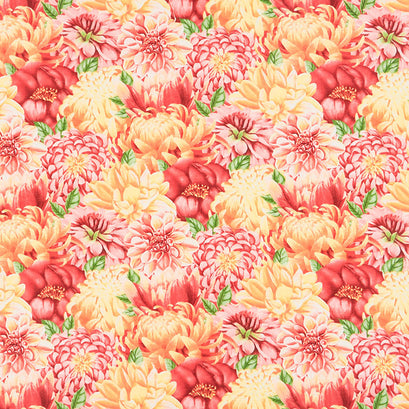 Morning Blossom - Packed Floral Red Multi Yardage