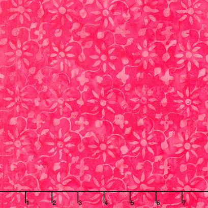Tonga Batiks - Gumdrop Eight Petal Dahlias and Leaves Berry Yardage