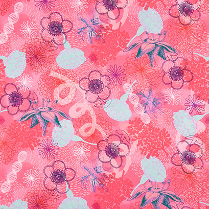 Bright World - Botanical Bright Pink Yardage