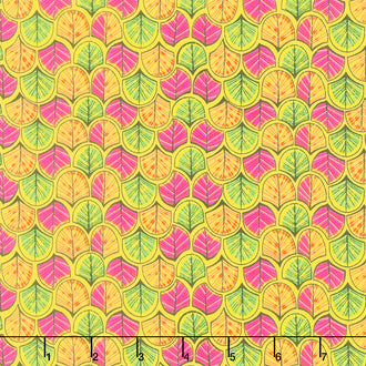 African Sunset - Geo Leaf Patterns Multi Metallic Yardage