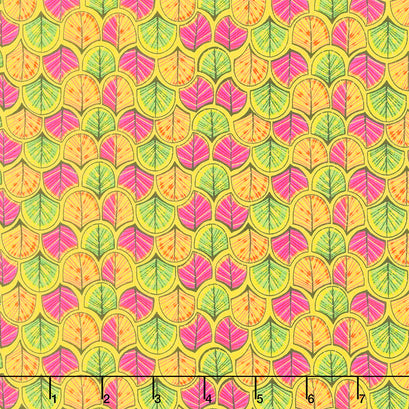 African Sunset - Geo Leaf Patterns Multi Metallic Yardage