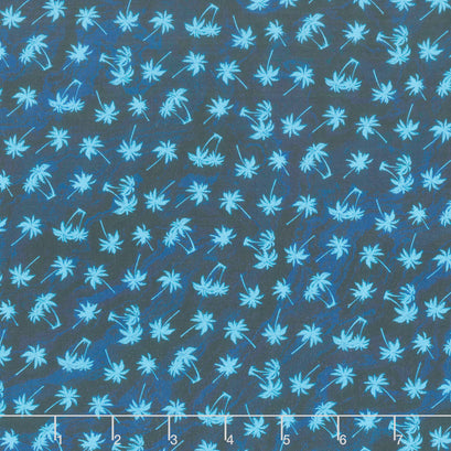 Palm Beach - Mini Palm Trees Indigo Yardage