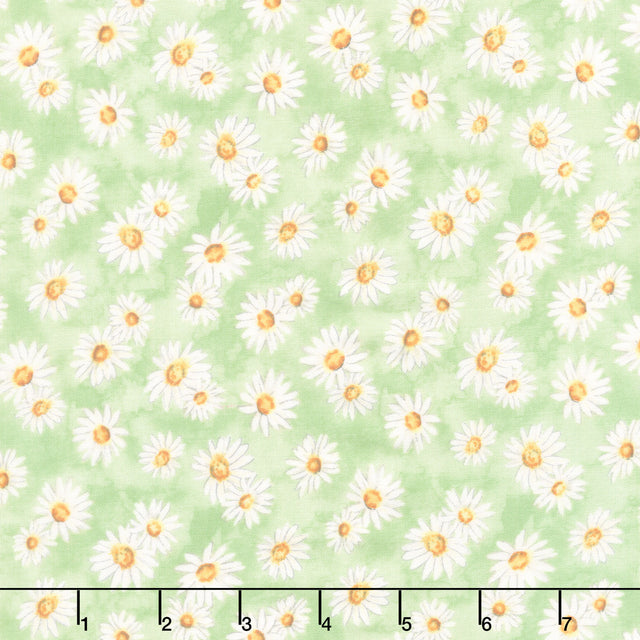 Zest For Life - Daisy Toss Green Yardage Primary Image