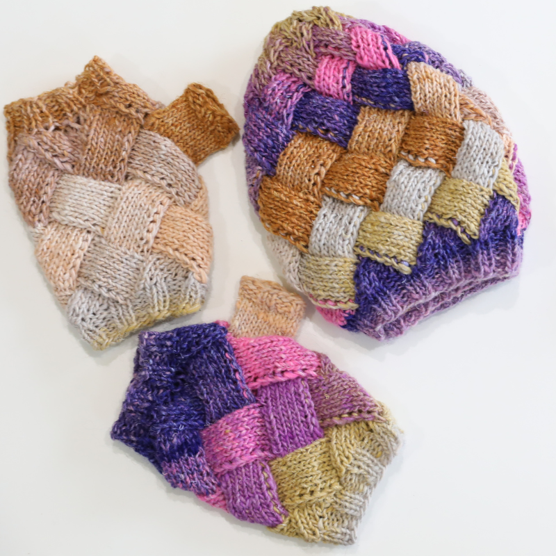 Absolute Fantasy Entrelac Hat and Fingerless Mitts Set Printed Knitting Pattern Alternative View #1