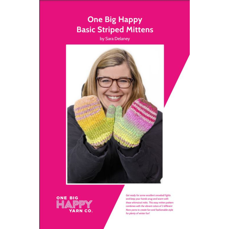 One Big Happy Basic Striped Mittens Printed Knitting Pattern Primary Image