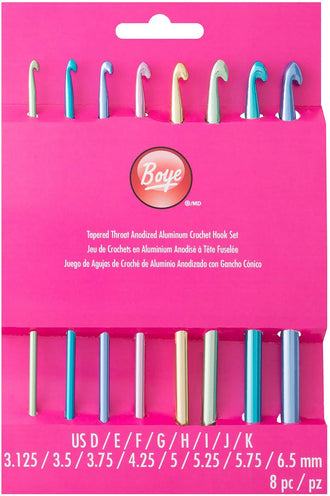 Boye Boye Aluminum Crochet Hook Set (Sizes D-K)