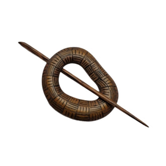 Bronze Grooved Wood Shawl Pin