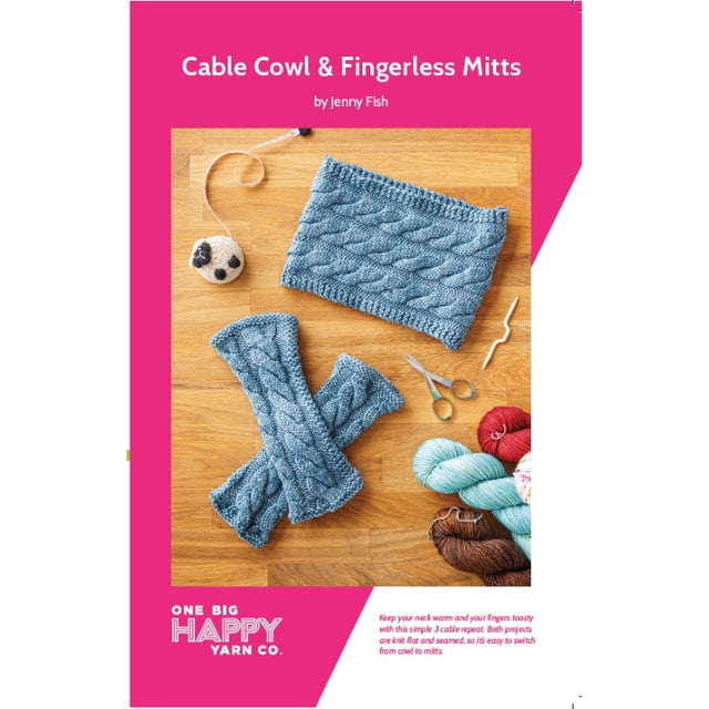 Cable Cowl & Fingerless Mitts Printed Knitting Pattern Primary Image