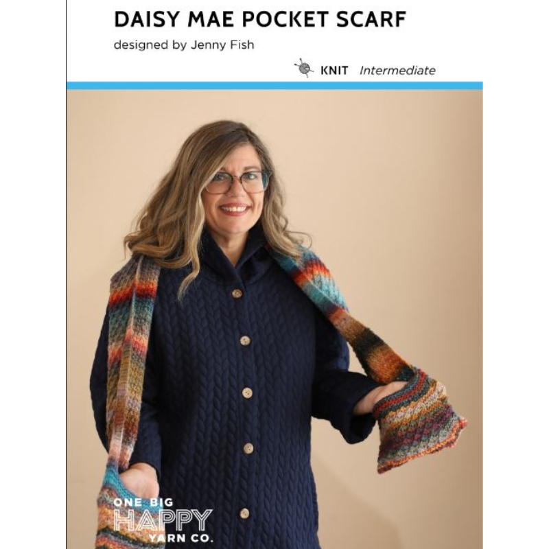Daisy Mae Pocket Scarf Printed Knitting Pattern Primary Image