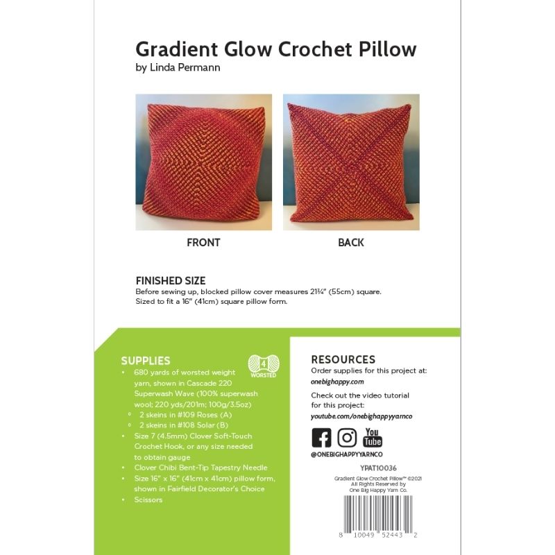 Gradient Glow Pillow Printed Crochet Pattern Alternative View #1