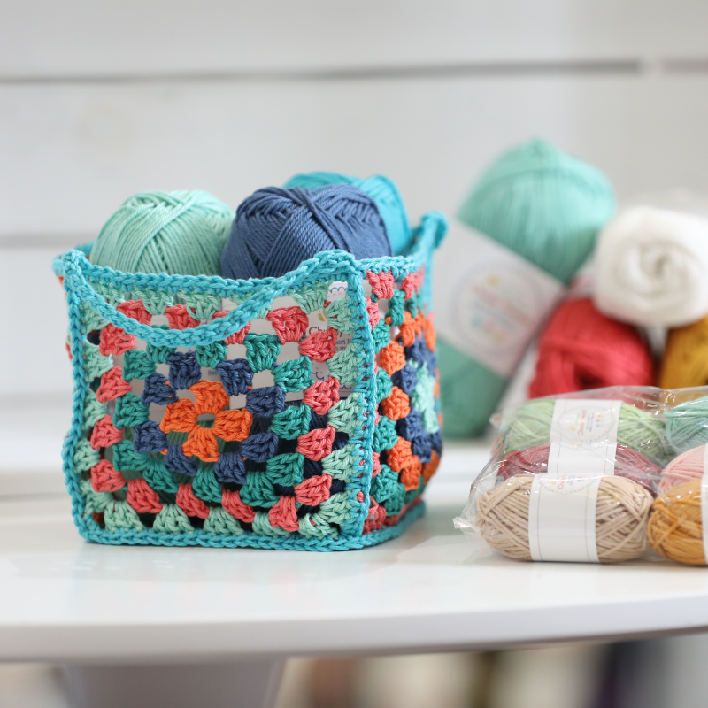 Granny Square Box Basket Printed Crochet Pattern Alternative View #1