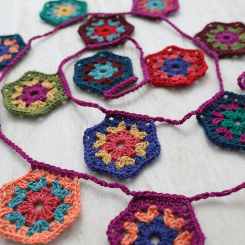 Hexagon Garland Printed Crochet Pattern Alternative View #1