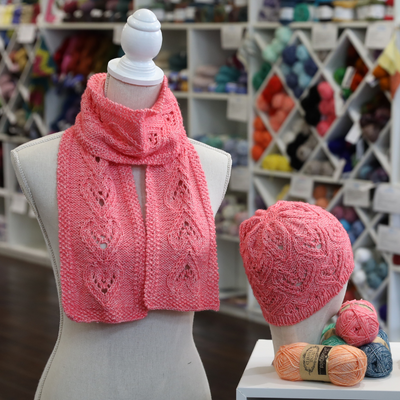Libi Lace Scarf and Hat Set Printed Knitting Pattern Alternative View #1