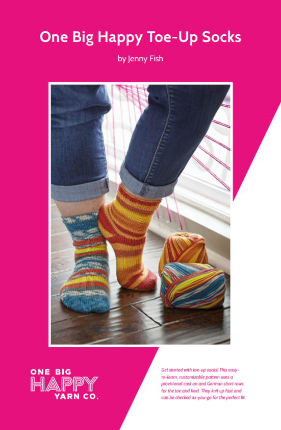 One Big Happy Toe-Up Socks Printed Knitting Pattern Primary Image