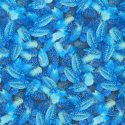 Royal Plume - Packed Dot Feathers Blue Metallic Yardage Primary Image