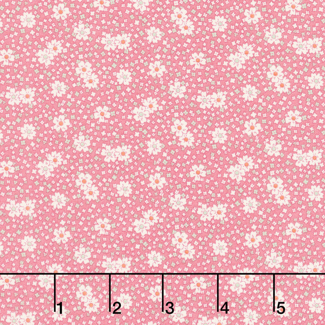 Aunt Grace Calicos - Blooms Pink Yardage Primary Image